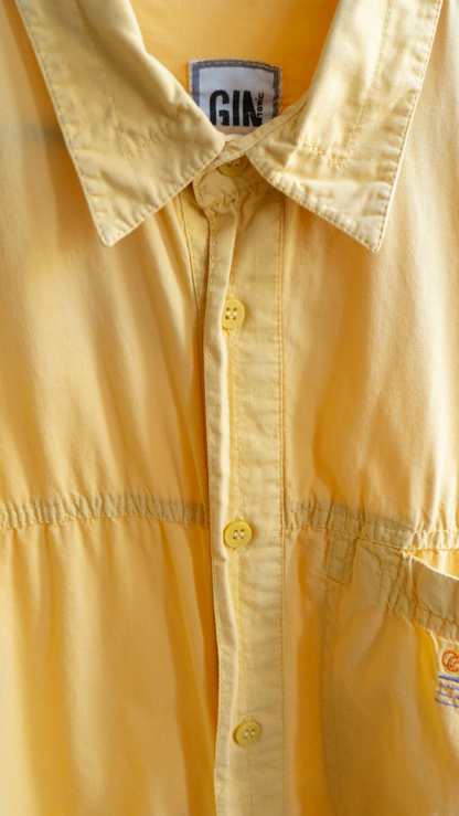 detail of yellow gin tonic vintage shirt 90s