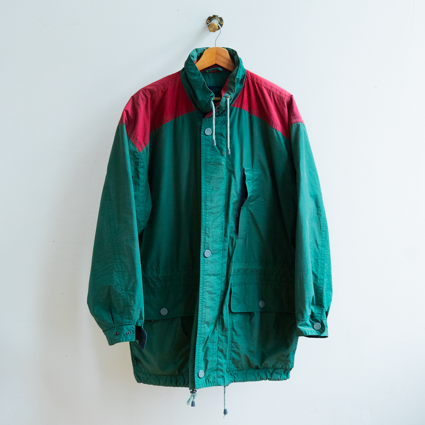 80s raincoat green red