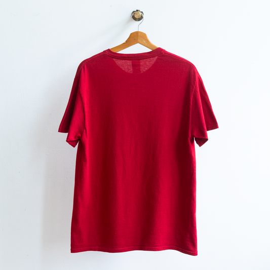 back of secondhand red Apollo 11 t-shirt