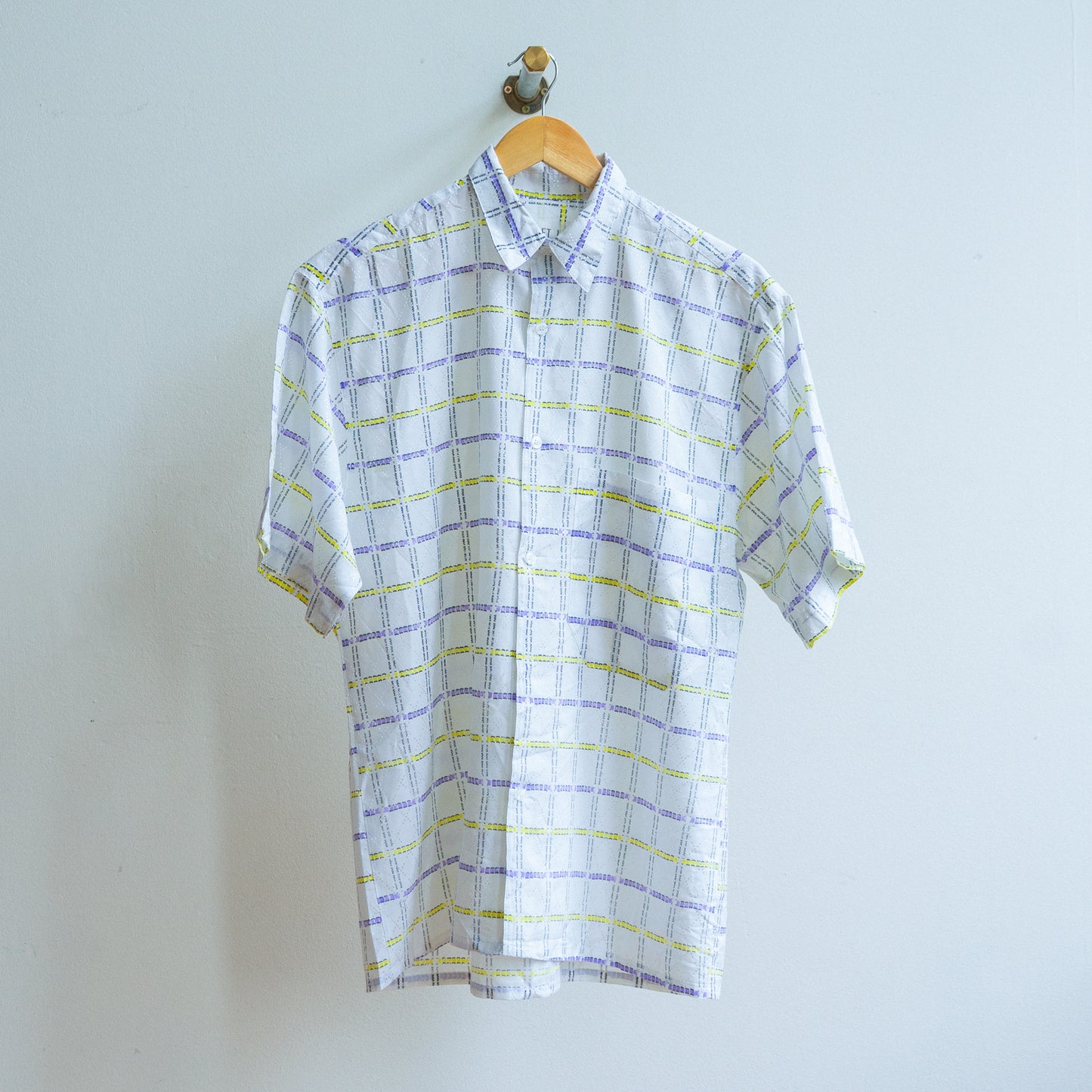 90s vintage shirt with squares in purple yellow and white unisex fresh vintage