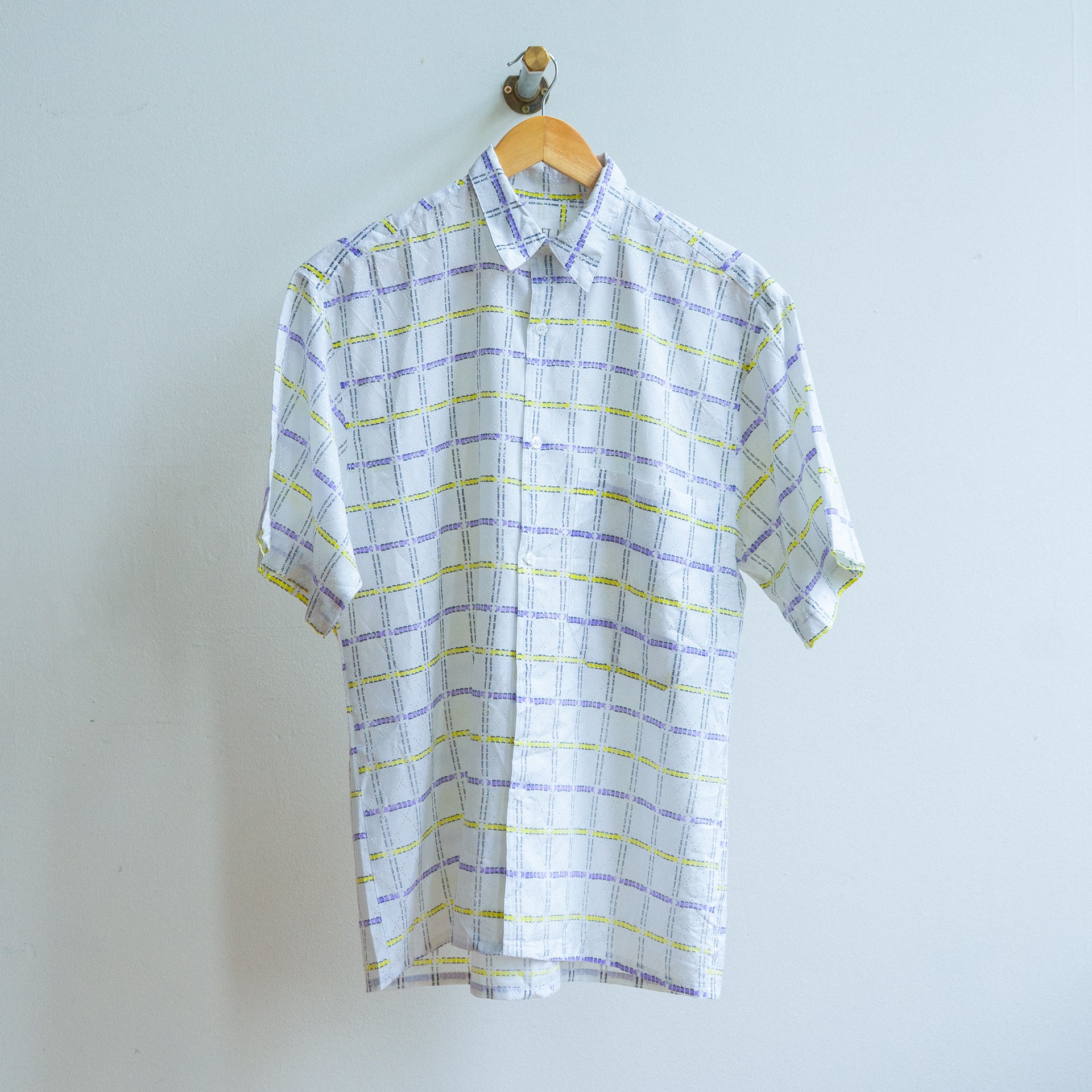 90s vintage shirt with squares in purple yellow and white unisex fresh vintage