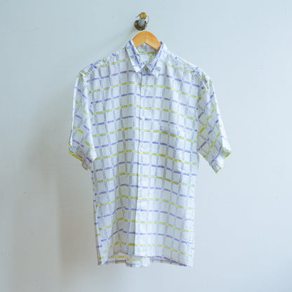 90s vintage shirt with squares in purple yellow and white unisex fresh vintage