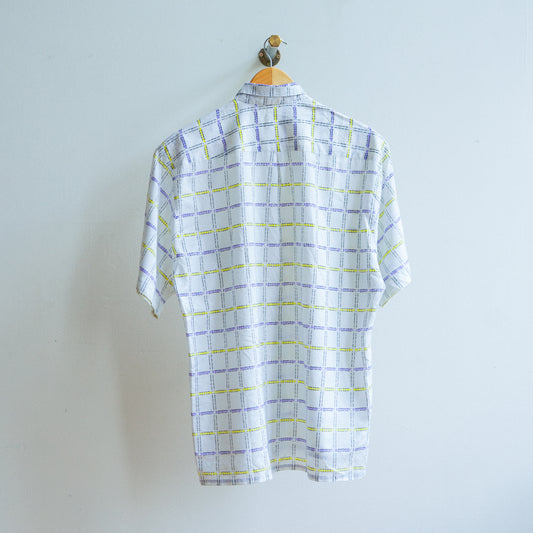 vintage shirt with squares in purple yellow and white for men and women unisex vintage shirt from fresh vintage