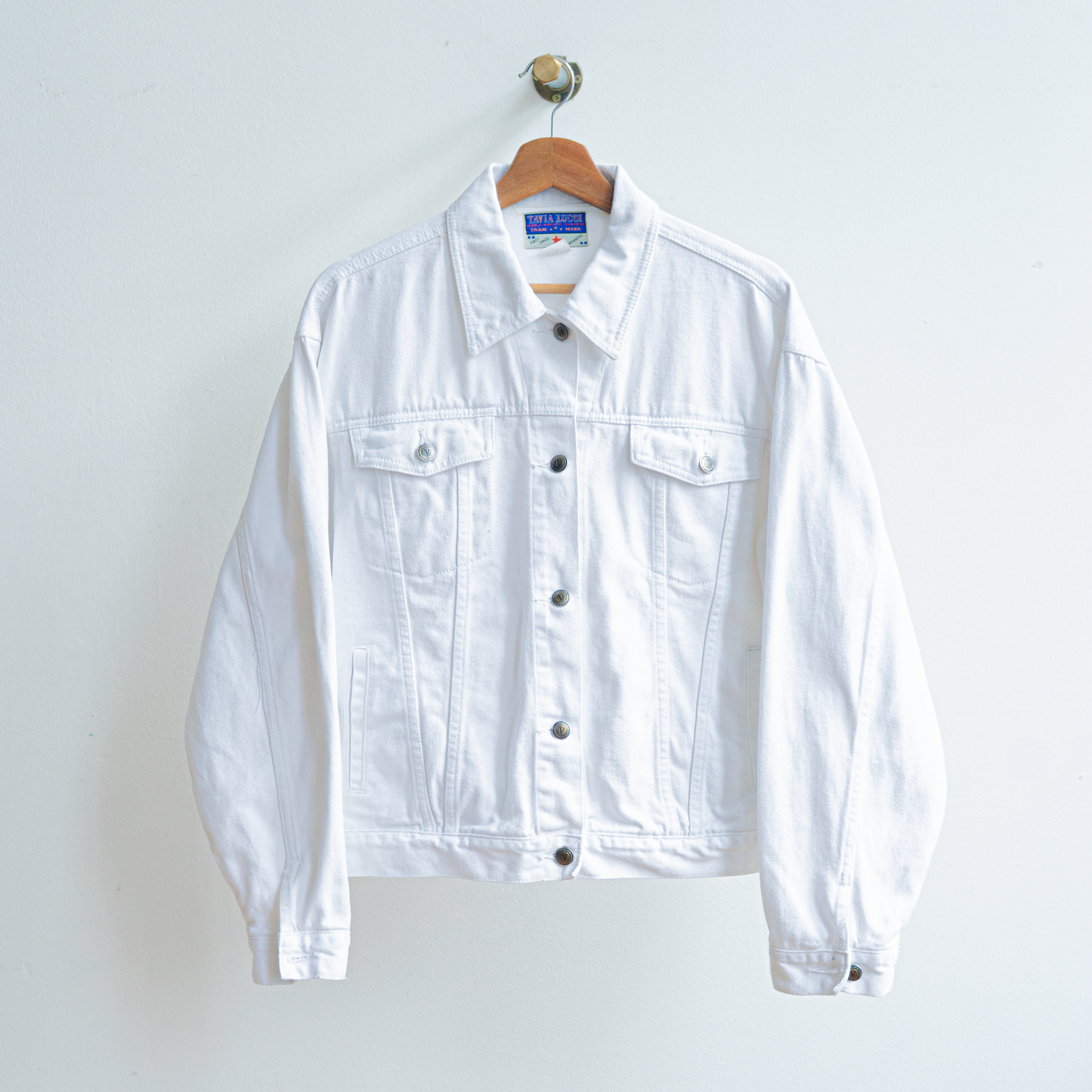witte jaren 90 vintage jeansjas met lange mouwen