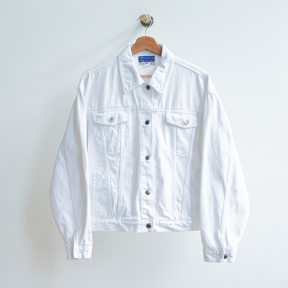 witte jaren 90 vintage jeansjas met lange mouwen